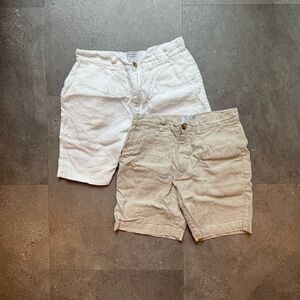 Cotton On White & Tan Linen 6” Shorts Waist 30 Like New
